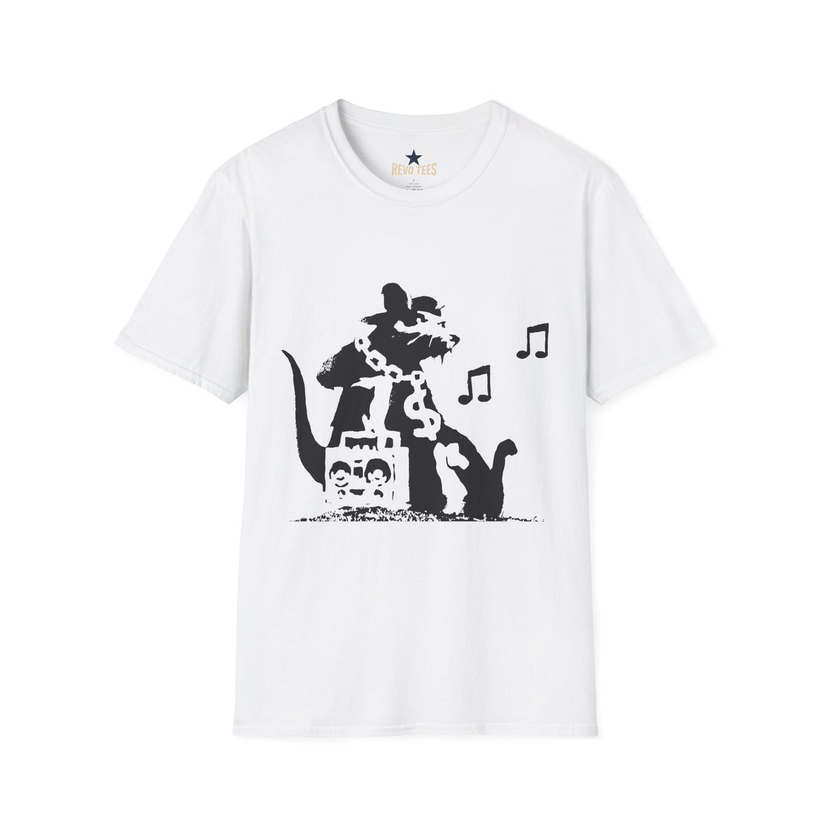 Revotees Music Cat Black Silhouette Singing Rat Graphic T-Shirt