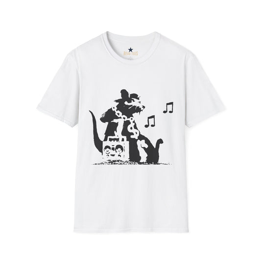 Revotees Music Cat Black Silhouette Singing Rat Graphic T-Shirt
