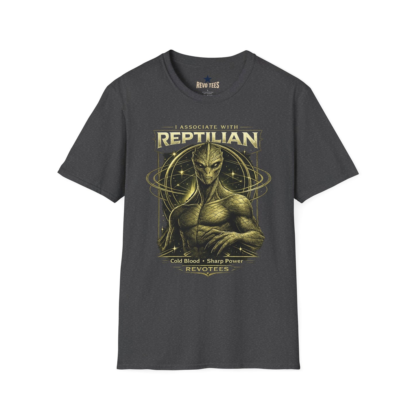 REVOTEES Reptilian Alien Graphic T‑Shirt — "I Associate With Reptilian" Sci‑Fi Tee