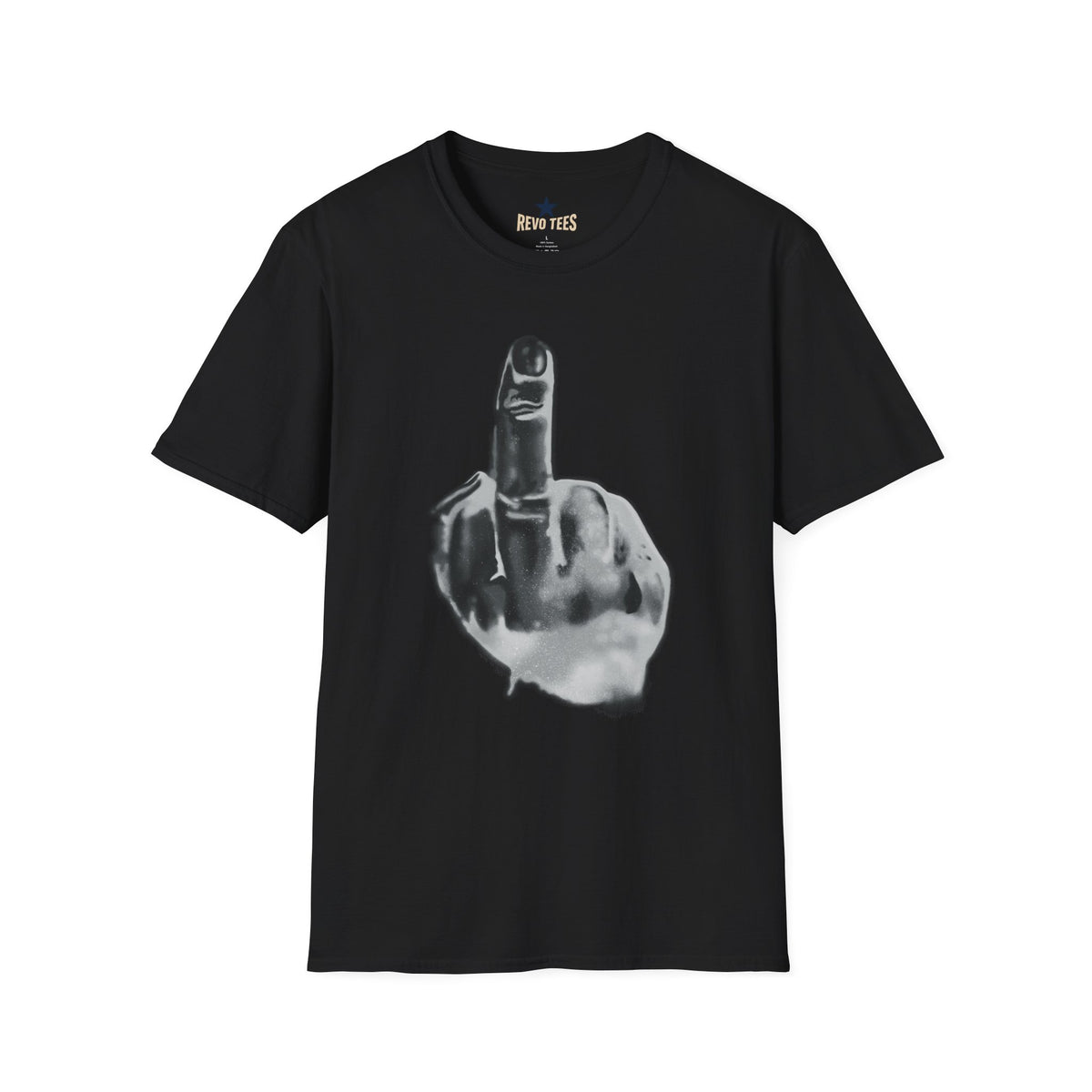 Revotees Graphic Grayscale Middle Finger Design T-Shirt