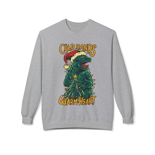 Christmas Godzilla - "Cold Hands Warm Heart" Holiday Crewneck Sweatshirt
