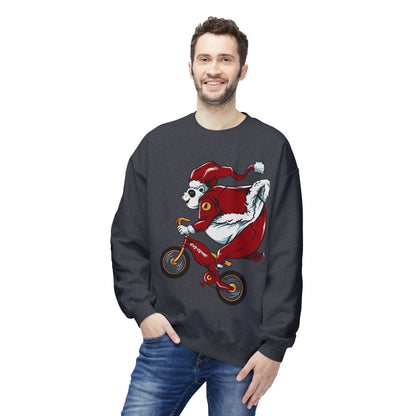 Santa Bear BMX Sweatshirt — Funny Christmas Cycling Holiday Crewneck