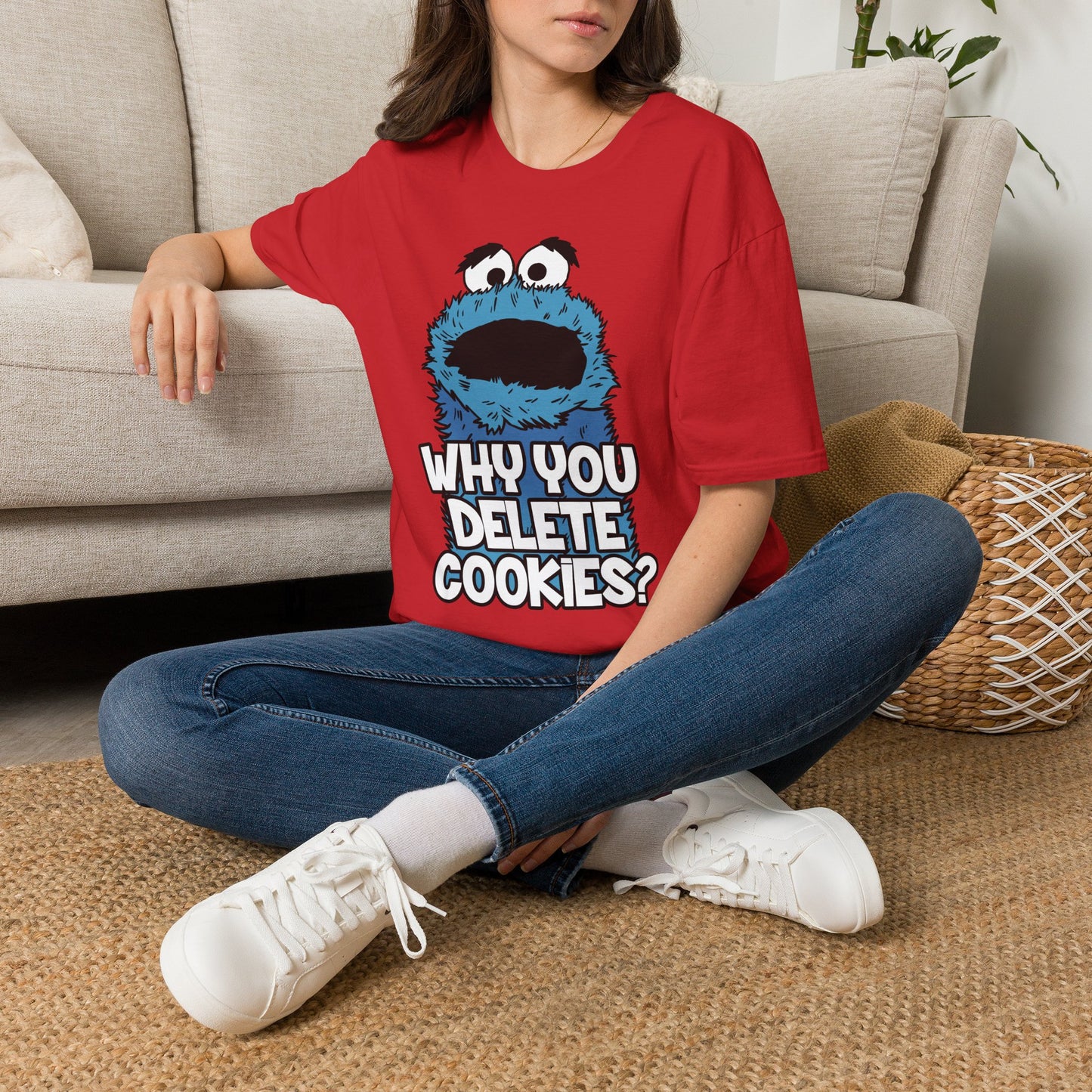 Cookie Monster "Why You Delete Cookies?" T-Shirt — Funny Retro Kids TV Graphic Tee