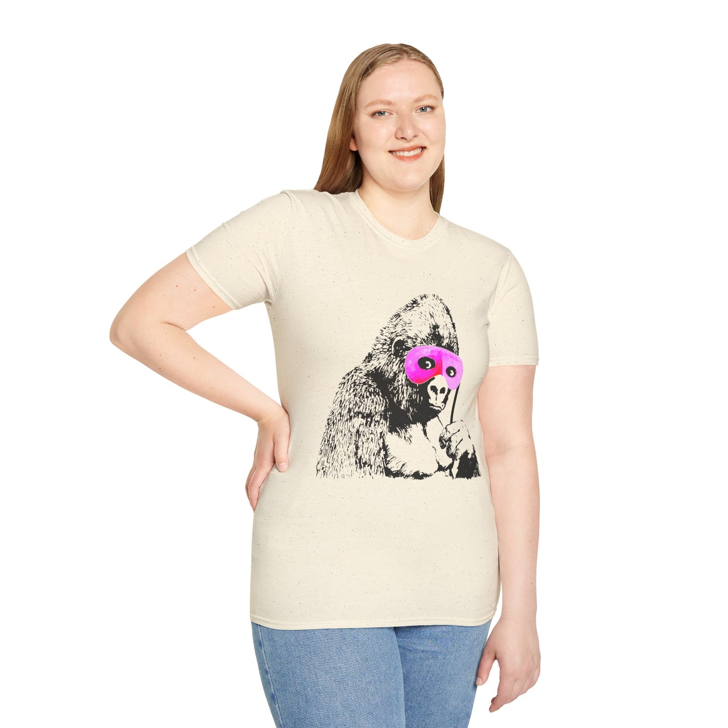 Banksy Gorilla with Pink Sleep Mask T-Shirt