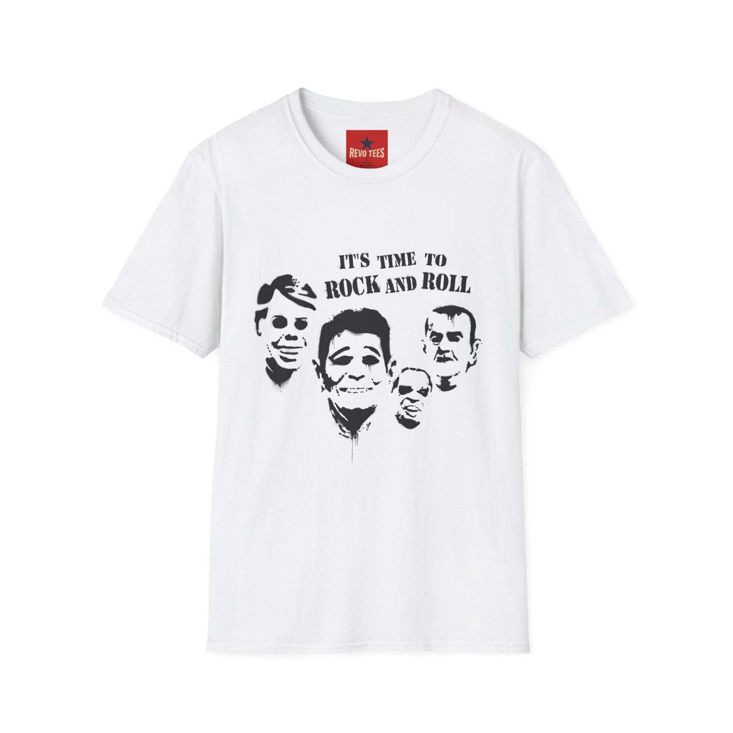 Rock and Roll Faces T-Shirt — "It's Time to Rock and Roll" Retro Band Tee