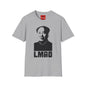 Graphic Tee with Bold Monochrome Portrait and "LMAO" Text