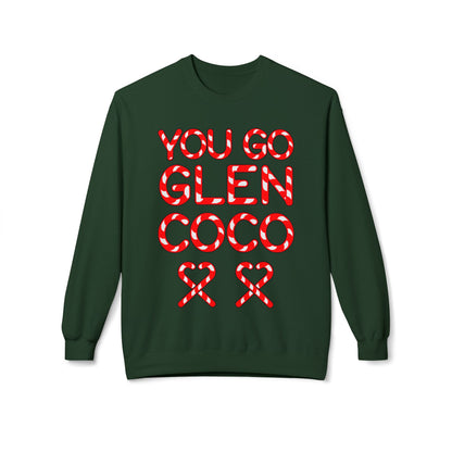"You Go Glen Coco" Candy Cane Holiday Graphic Crewneck Sweatshirt