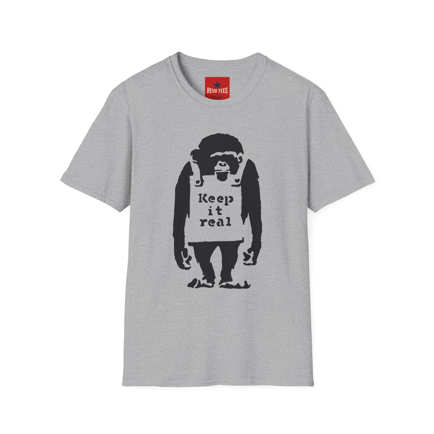 Banksy T‑Shirt — 'Keep It Real' Monkey Graphic Tee — Vintage Streetwear, Casual Gift