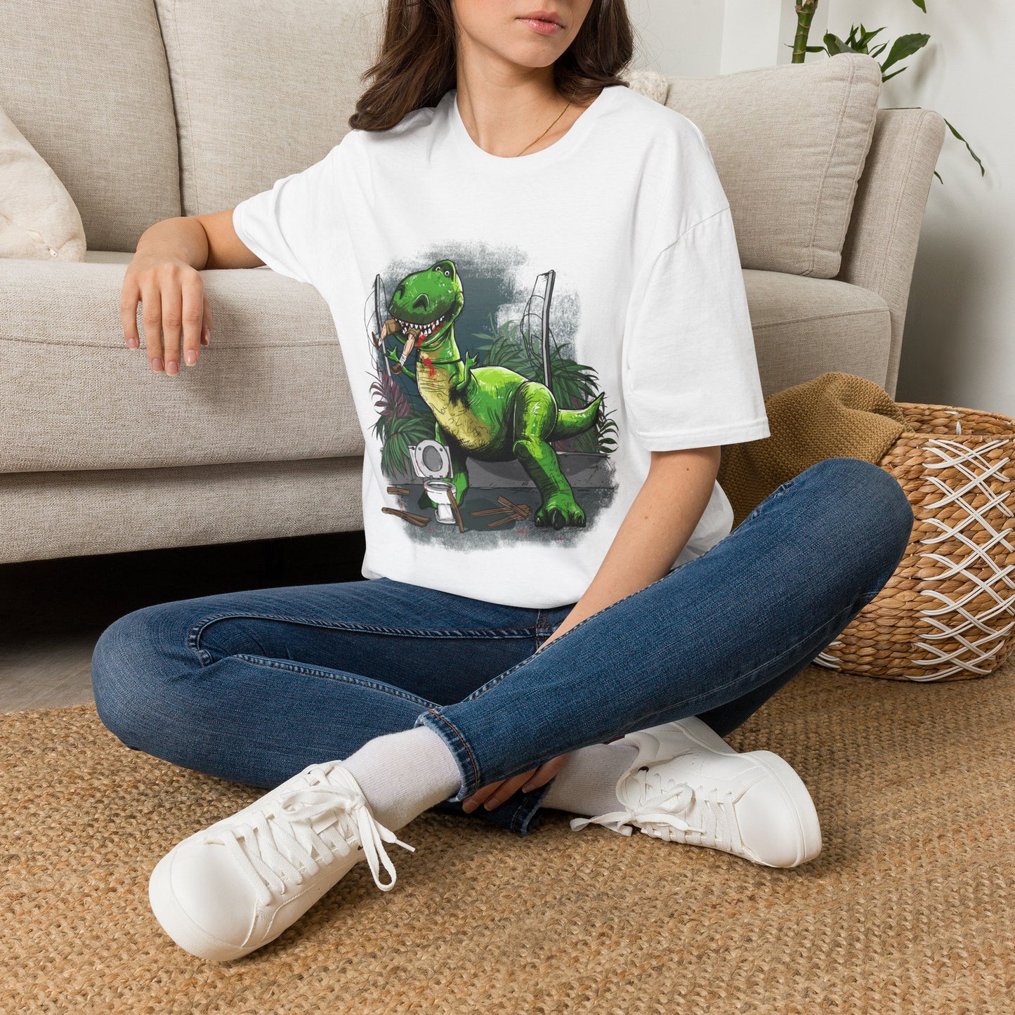 T-Rex Graphic T-Shirt – Cute Green Dinosaur Design