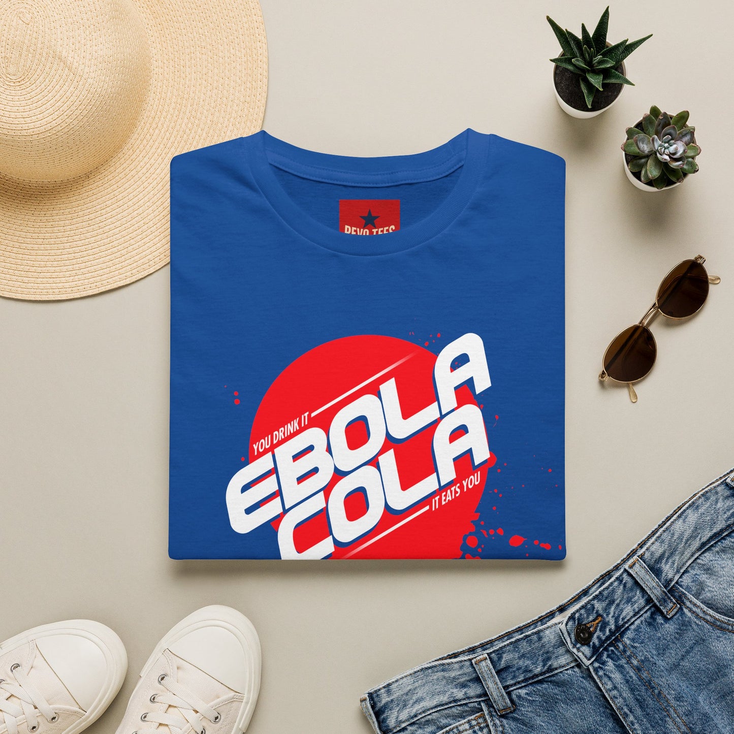 Ebola Cola Graphic T-Shirt – Retro Logo & Distressed Splash Design
