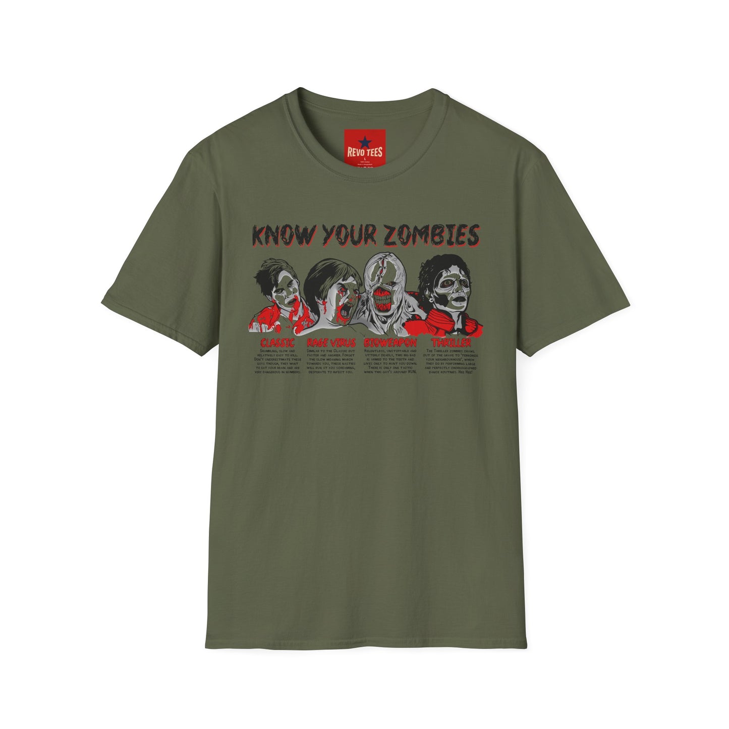 T-Shirt — "Know Your Zombies" Horror Movie Zombie Guide Tee