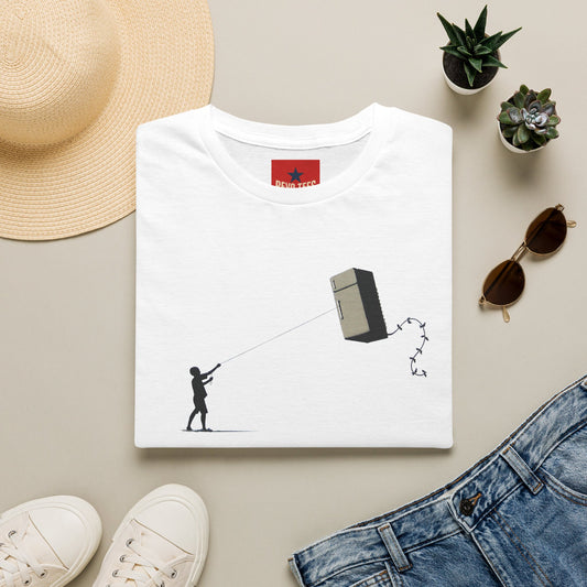 T-Shirt — Banksy-Style Kite Refrigerator Street Art Tee