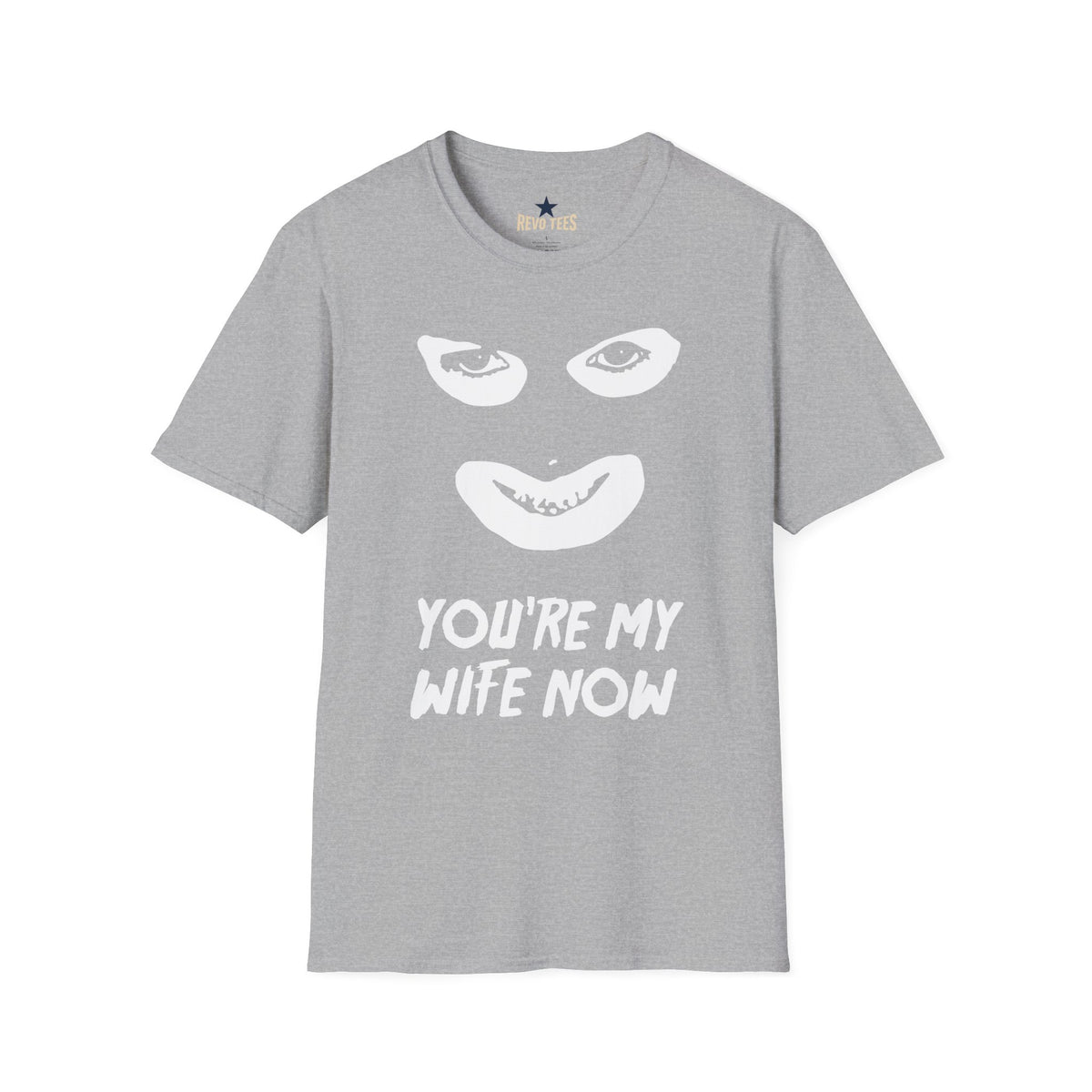 Revotees Youre My Wife Now Creepy Mask Face Graphic for Horror Fans T-Shirt - alternate view 2