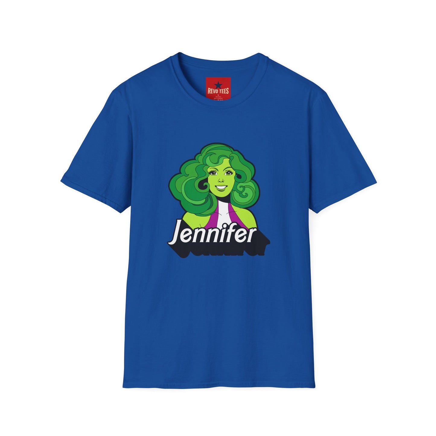 Green Hair Girl T-Shirt — Personalized Name Graphic Tee (e.g., Jennifer)