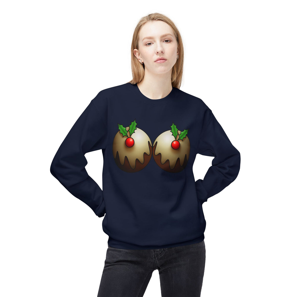 Yule Tidings We'll Twin - Christmas Puddings Crewneck Sweater