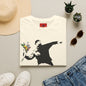 Banksy-Style Flower Bomber T-Shirt — Street Art Protest Graphic Tee