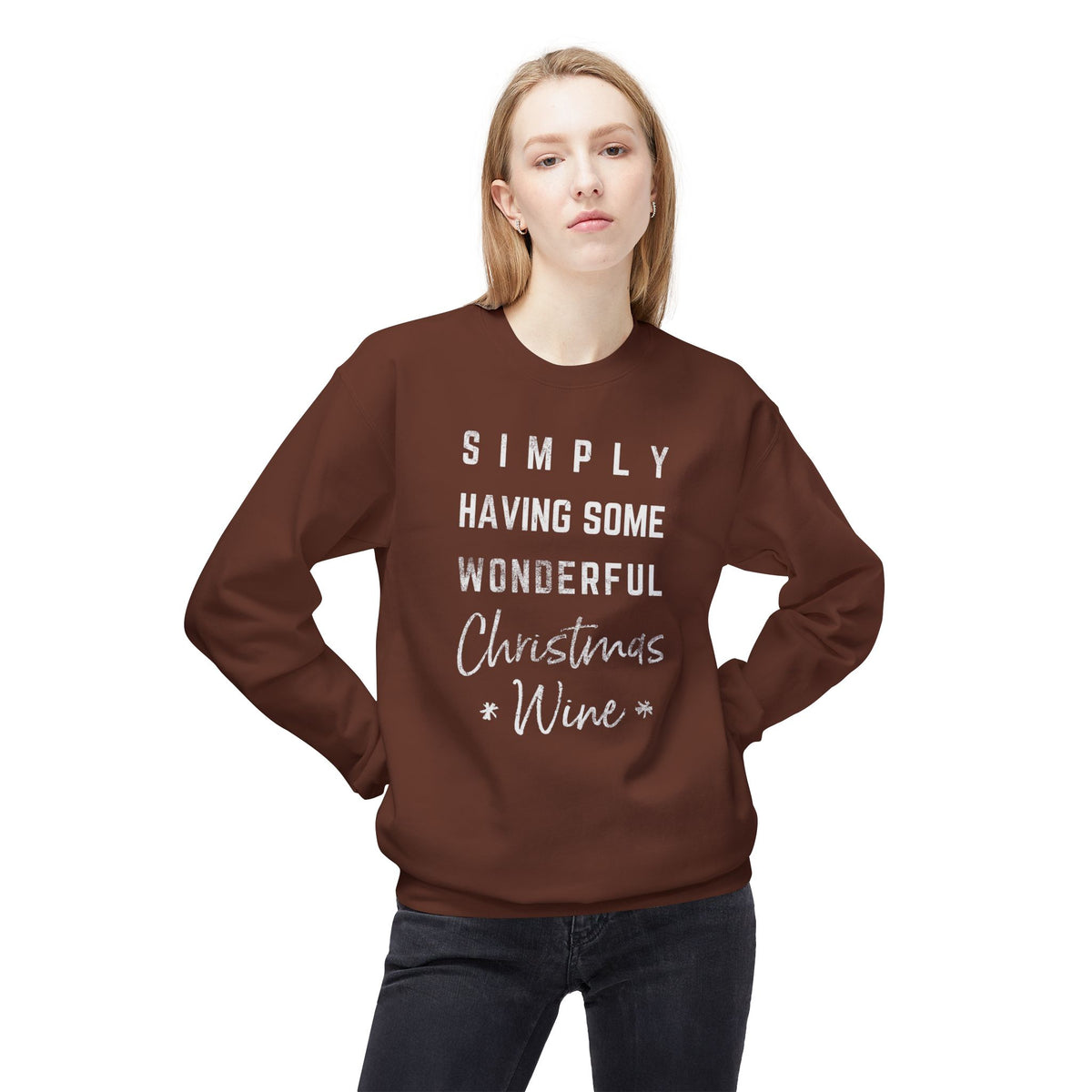 Christmas Wine Sweatshirt - "Simply Having Some Wonderful Christmas Wine" Holiday Crewneck