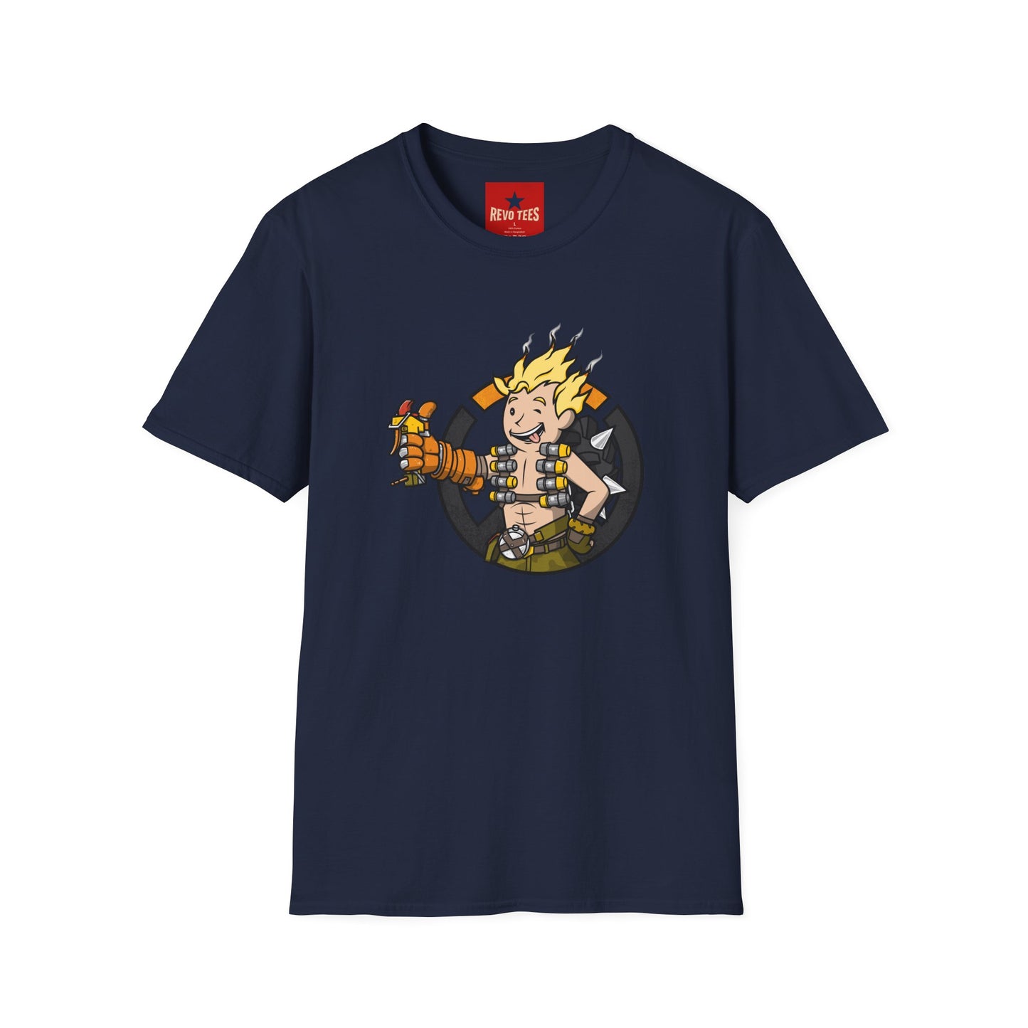 Junkrat-Inspired Gamer Tee — Cartoon Explosive Hero Graphic T-Shirt