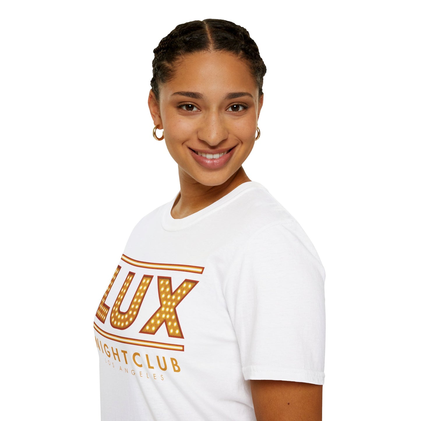 LUX Nightclub Graphic T-Shirt — Retro Marquee Sign Tee for Club Fans & Party Nights
