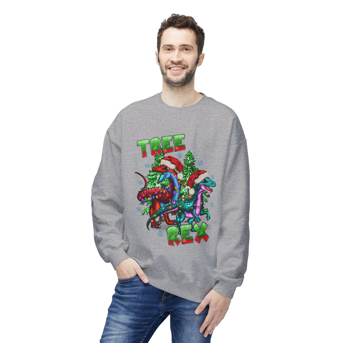 Tree Rex Christmas — Festive Dinosaur Holiday CrewneckSweatshirt