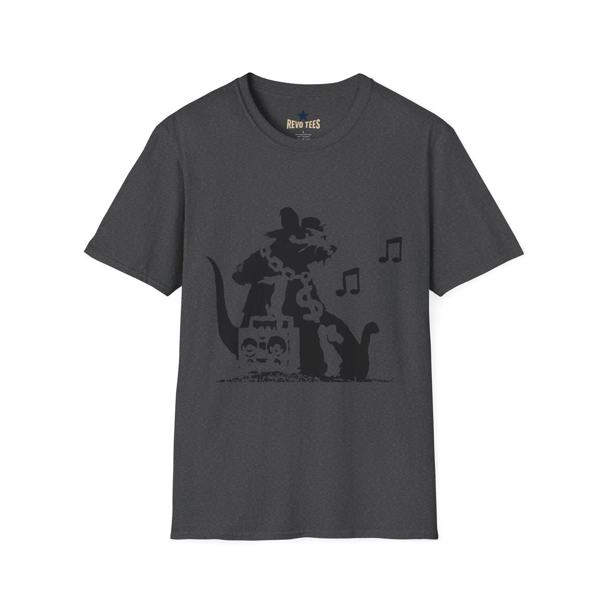 Revotees Music Cat Black Silhouette Singing Rat Graphic T-Shirt - alternate view 5
