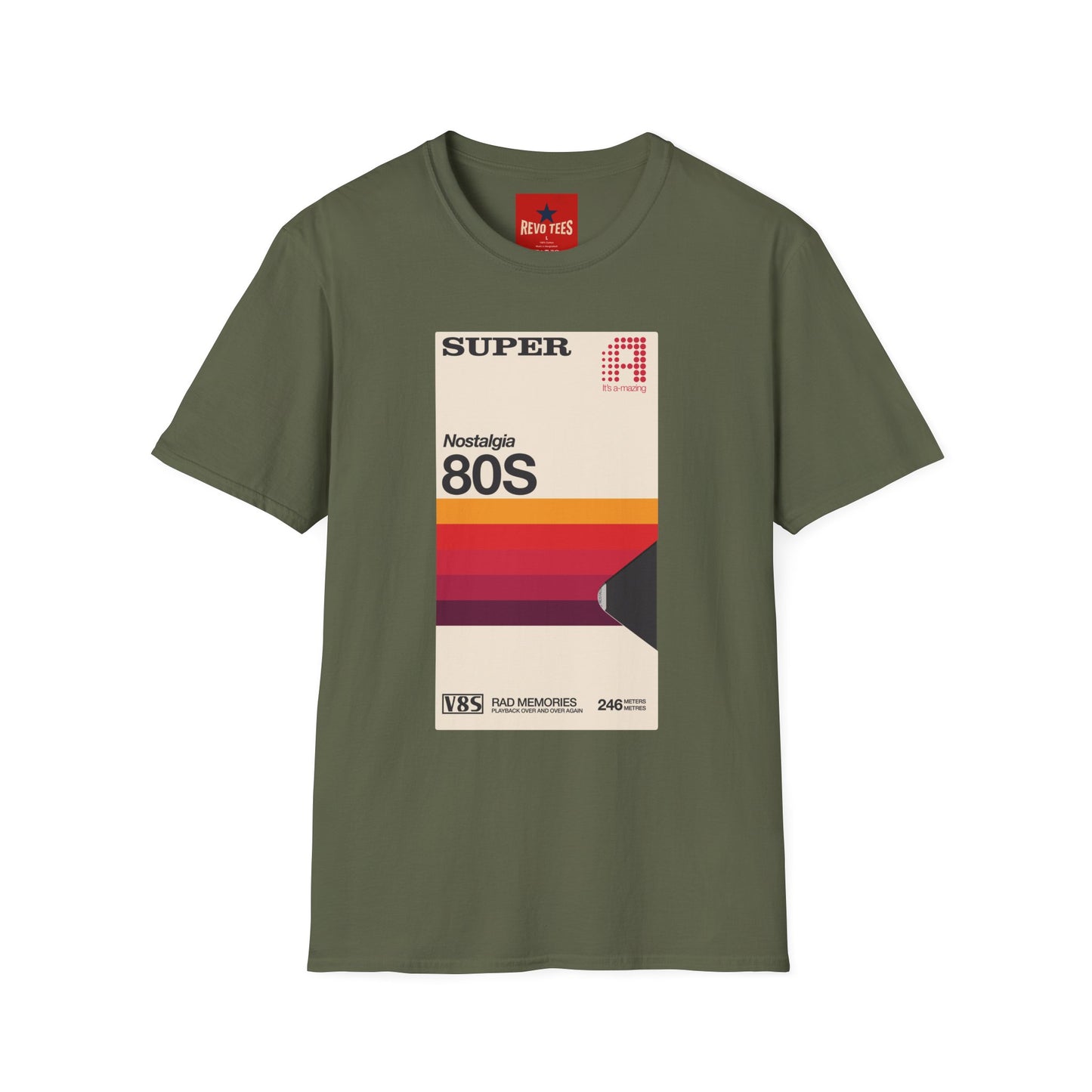 80s Nostalgia T‑Shirt — Retro Sunset Graphic Tee ("Super A" Cassette Style)