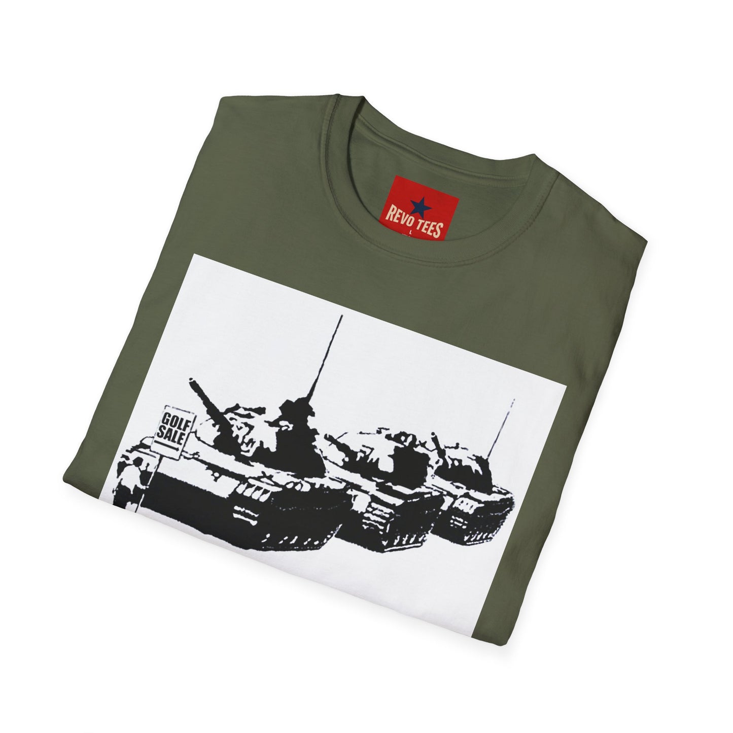 Banksy Tank Lineup Graphic T-Shirt — Stencil Military Tanks Design