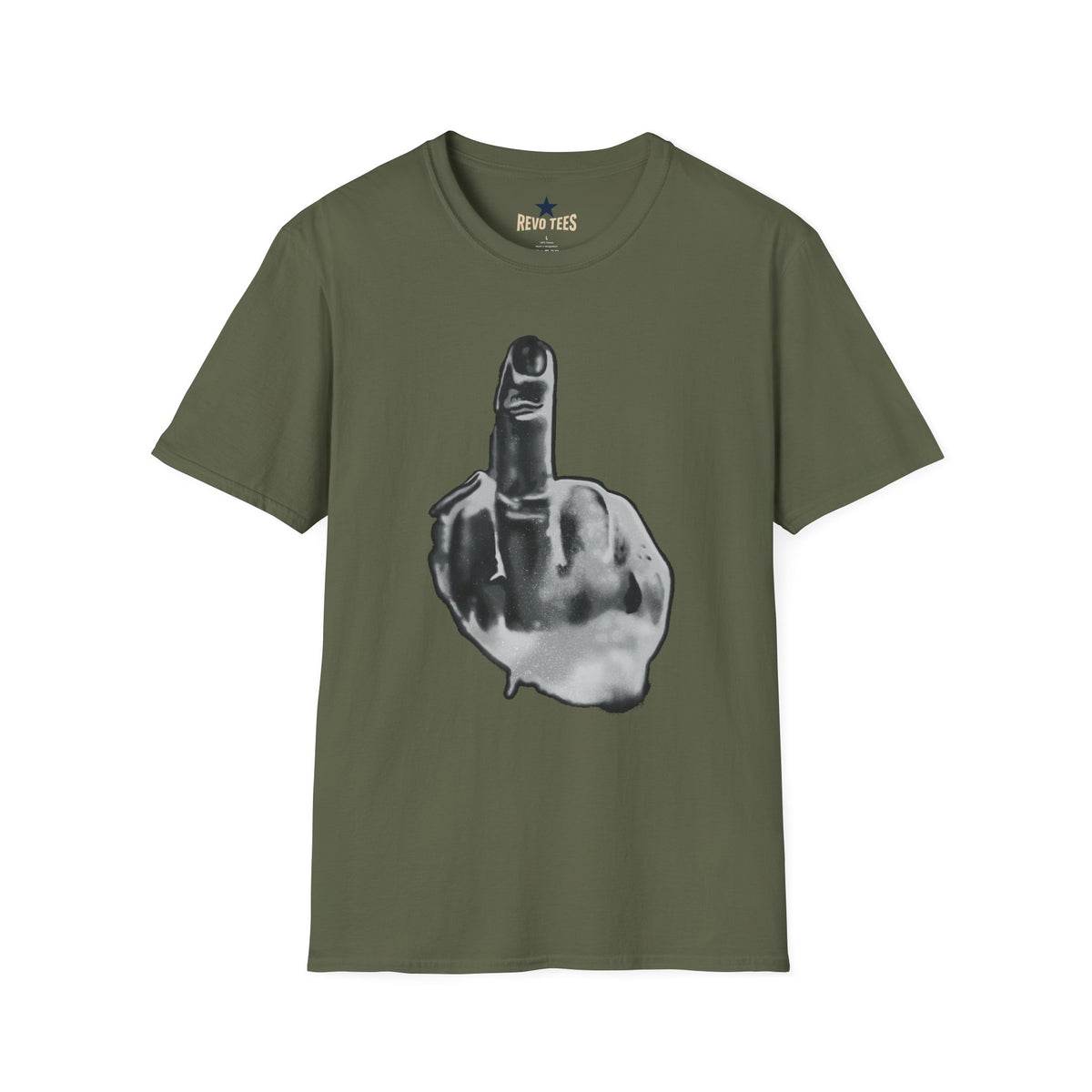 Revotees Graphic Grayscale Middle Finger Design T-Shirt - alternate view 7