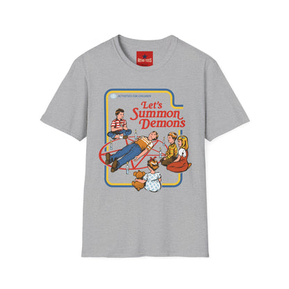 Let’s Summon Demons T‑Shirt — Retro Kids’ Activity Parody Tee