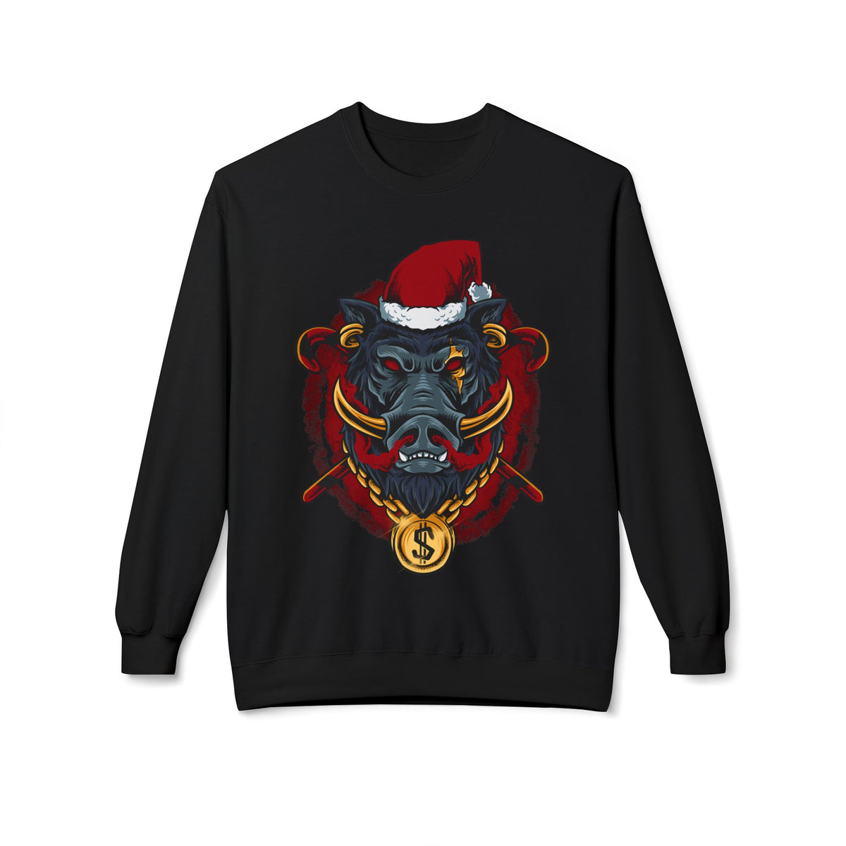 Boar Head Santa — Ugly Holiday Crewneck Sweater