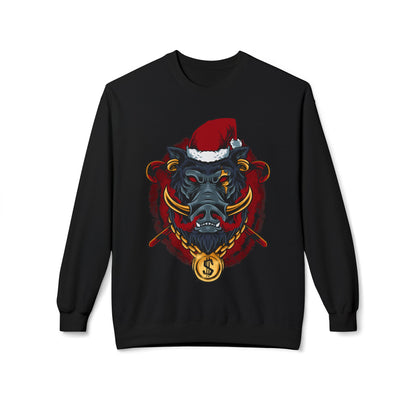 Boar Head Santa — Ugly Holiday Crewneck Sweater