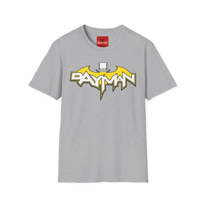 Bayman Logo T-Shirt — Retro Comic Bat Emblem Graphic Tee