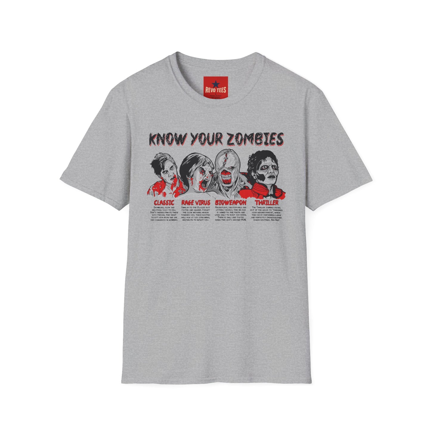T-Shirt — "Know Your Zombies" Horror Movie Zombie Guide Tee