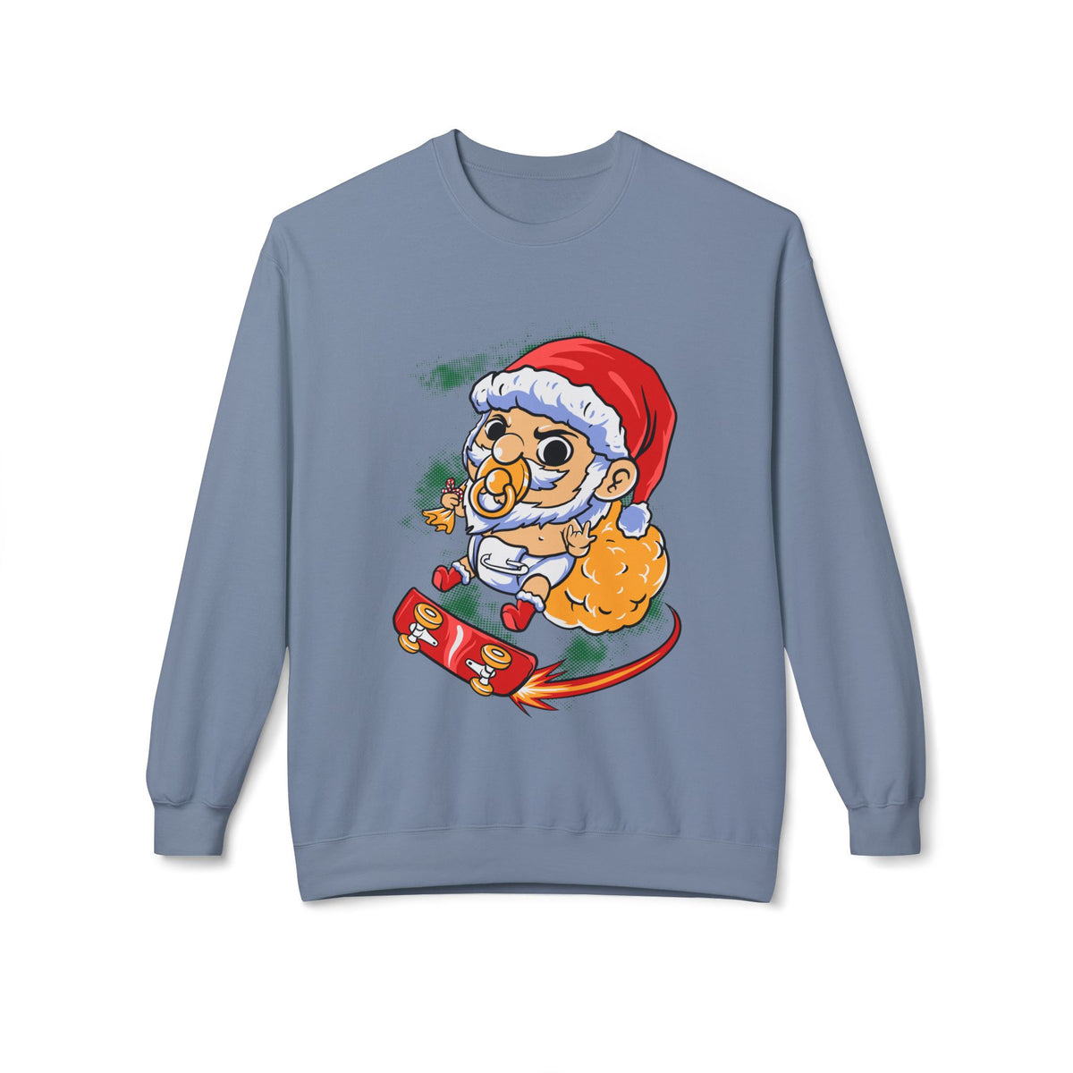 Christmas Skateboard — Santa Skateboarding Holiday Sweater Crewneck Sweatshirt