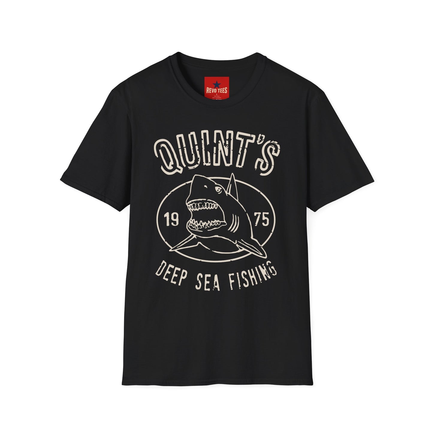 Quint's Deep Sea Fishing T-Shirt — Retro Shark Graphic Tee (1975)