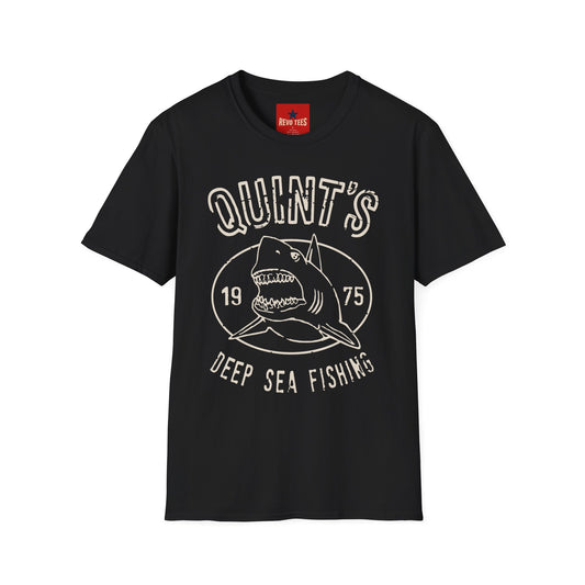 Quint's Deep Sea Fishing T-Shirt — Retro Shark Graphic Tee (1975)