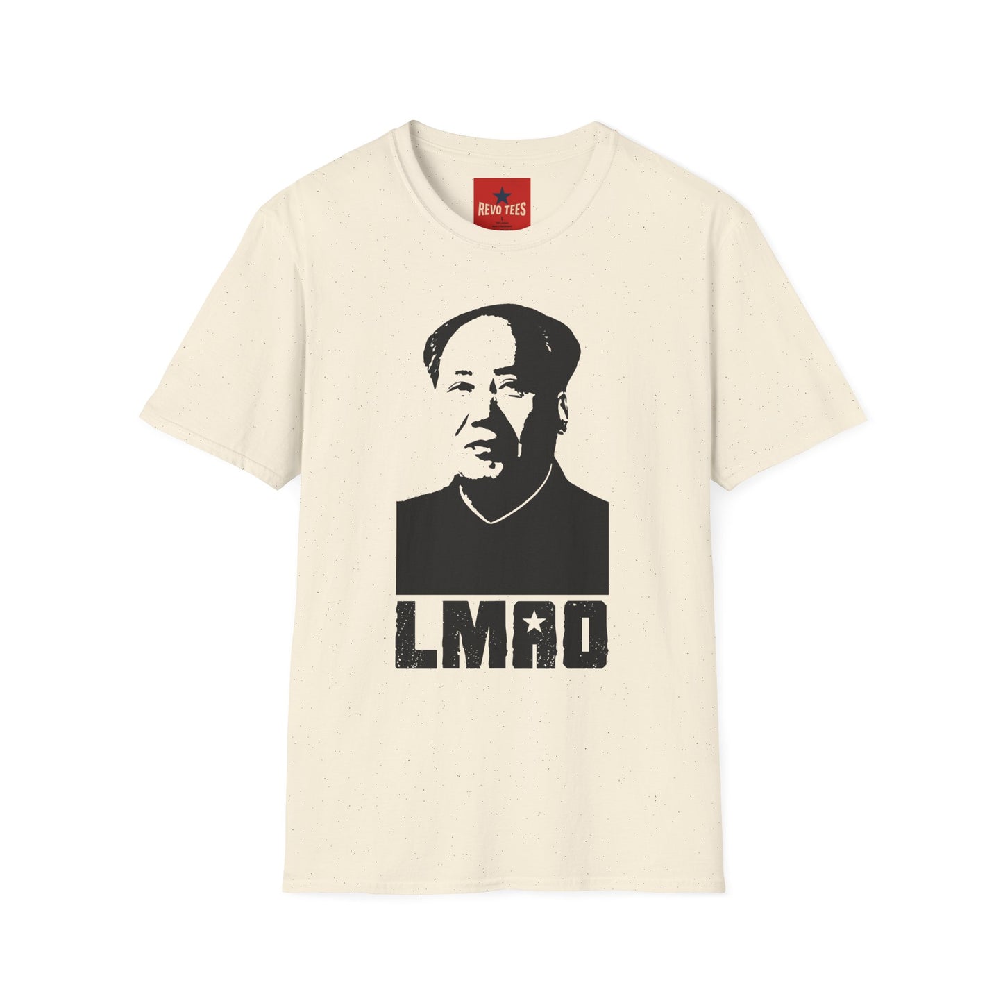 Graphic Tee with Bold Monochrome Portrait and "LMAO" Text