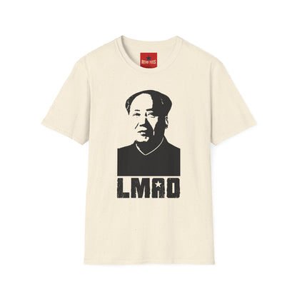 Graphic Tee with Bold Monochrome Portrait and "LMAO" Text