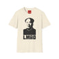 Graphic Tee with Bold Monochrome Portrait and "LMAO" Text