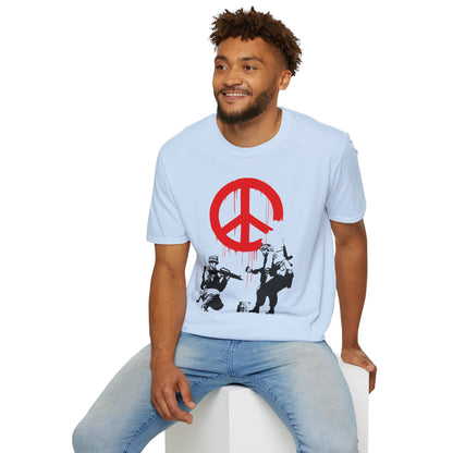 Banksy Peace Symbol Graffiti T-Shirt – Red Drip Street Art Tee
