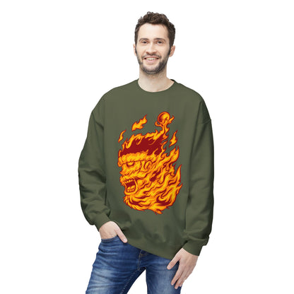 Flaming Santa Skull Redneck - I mean Crewneck Sweatshirt