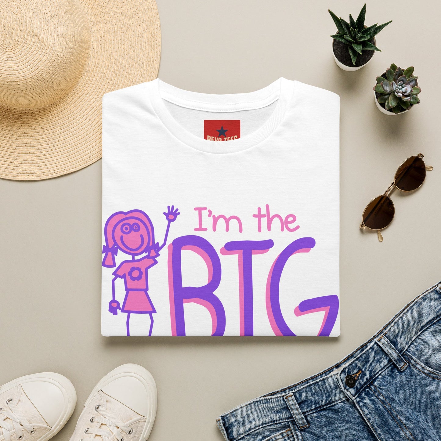 Big Sister T-Shirt — "I'm the Big Sister" Cute Pink & Purple Kids/Family Tee