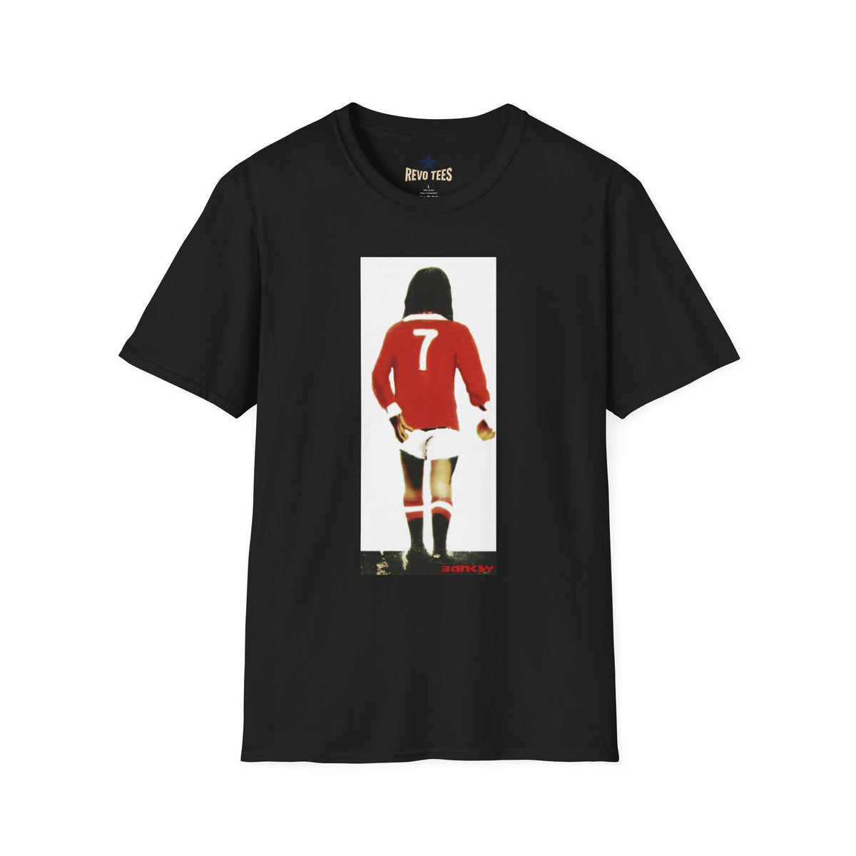 Revotees Banksy George Best Soccer Player No 7 Graphic Retro Football Jersey Illustration T-Shirt - alternate view 2