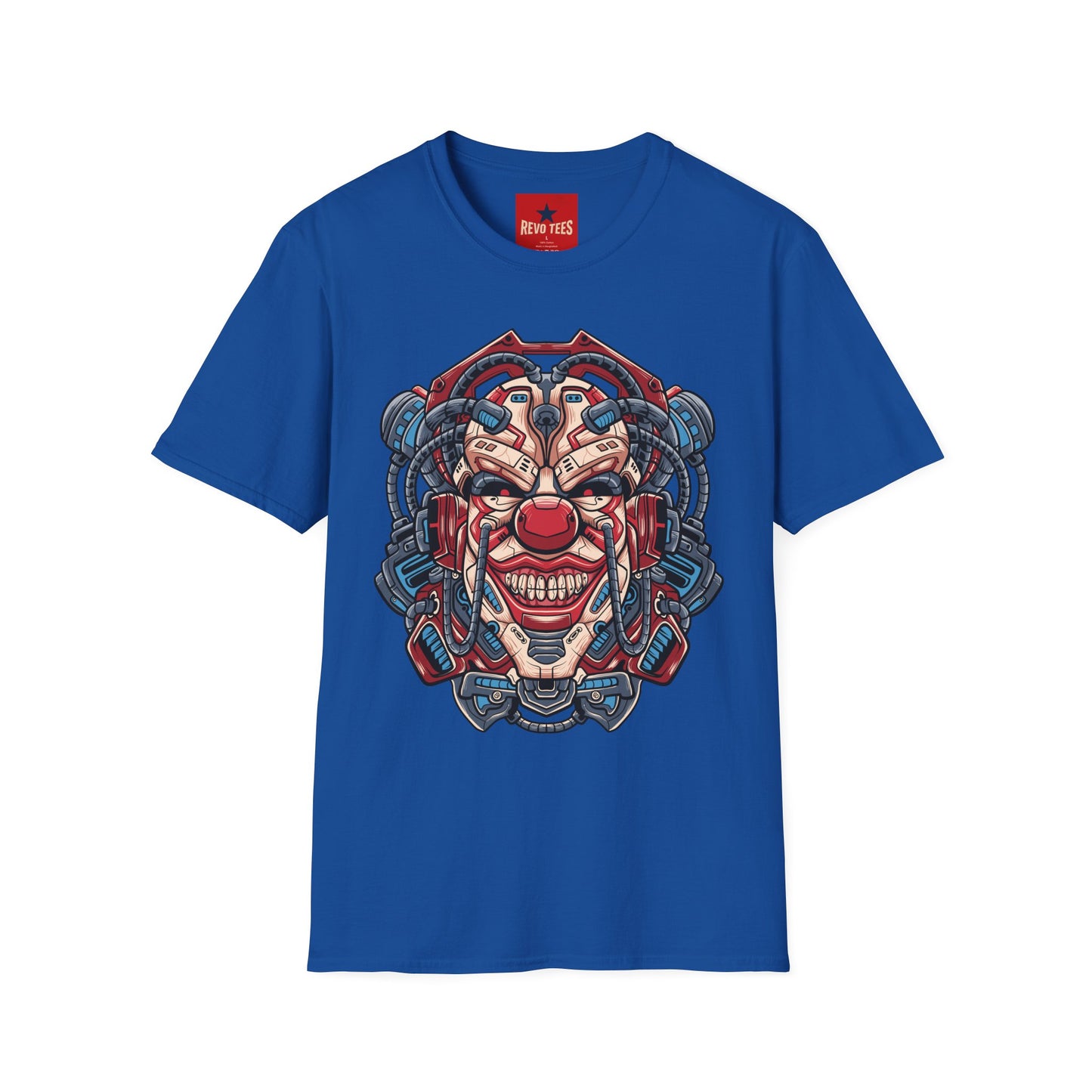Mechanical Clown T-Shirt — Cyberpunk Robotic Mask Graphic Tee