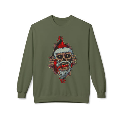 Skull Santa Crewneck Sweatshirt — Horror Christmas Graphic