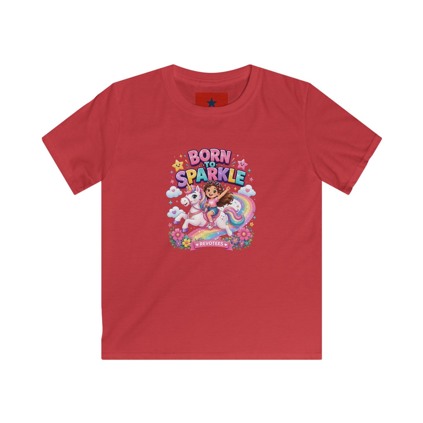 Kids Tee — "Born to Sparkle" Rainbow Unicorn Girl Shirt