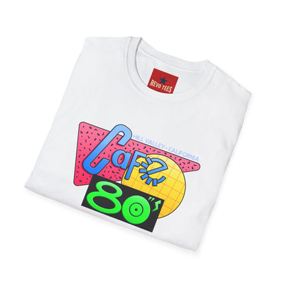 Retro 80s Cafe T-Shirt — Vintage Memphis-Style Neon Graphic Tee