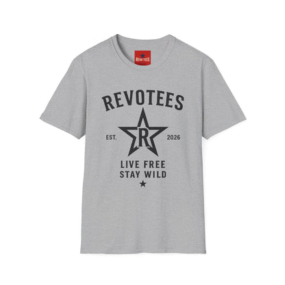 Revotees Graphic T-Shirt — "Revotees" Star Logo Tee (Est. 2026)