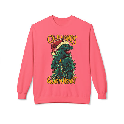 Christmas Godzilla - "Cold Hands Warm Heart" Holiday Crewneck Sweatshirt