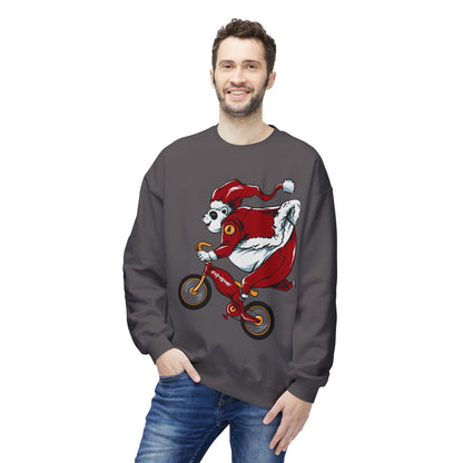 Santa Bear BMX Sweatshirt — Funny Christmas Cycling Holiday Crewneck